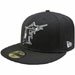 Florida Marlins 59FIFTY White on Black Fitted Hat Highest Quality New Era 100 Percent Wool MLB Major League Baseball Team Logo Offcially Licensed Fashion Adult Baseball Hat - 10040605