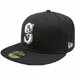 Seattle Mariners 59FIFTY White on Black Fitted Hat Highest Quality New Era 100 Percent Wool MLB Major League Baseball Team Logo Offcially Licensed Fashion Adult Baseball Hat - 10023461