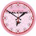 Atlanta Falcons Team Logo NFL Football Women's or Girl's Sports Pink w/Flowers Designer Wall Clock 12 in. Diameter - Great Clock Designed for Women's Bedroom, Basement, Garage, Dormroom, Cabin, or Office Warehouse? - 2493881