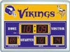 Minnesota Vikings Scoreboard Wall Clock Large 19 in. X 14 in. - NFL Team Logo Shows Time, Date, and Temperature - Bright LEDs, Glass Surface Wipes Clean, Weather Resistant Indoor/Outdoor, Perfect for Any Office, Rec Room, Garage or Dorm Room