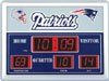 New England Patriots NFL Football Team Scoreboard Large Indoor/Outdoor LED Wall Clock (Shows Time, Date, and Temperature) Large 19 in. X 14 in. - Bright LEDs, Glass Surface Wipes Clean, Weather Resistant Indoor/Outdoor, Perfect for Any Office, Rec Room, Garage or Dorm Room - NFL0028-812