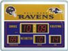 Baltimore Ravens Scoreboard Wall Clock Large 19 in. X 14 in. - NFL Team Logo Shows Time, Date, and Temperature - Bright LEDs, Glass Surface Wipes Clean, Weather Resistant Indoor/Outdoor, Perfect for Any Office, Rec Room, Garage or Dorm Room