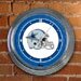Dallas Cowboys NFL Team Helmet Neon Lamp Wall Clock 15 in. Diameter - Classic Neon Light w/Chrome Accents Ready to Spruce Up Any Home Den, Office, Bar, Dorm Room, or Game Room - NFL-DAL-276
