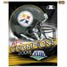 2008 AFC Champions Pittsburgh Steelers NFL Football Helmet Logo w/Super Bowl XLIII Logo Vertical Banner Flag 27 in. X 37 in. - Vibrant Colors Hang this Banner Anywhere - Indoor, Outdoor, Garage, Basement Bar, or Tailgate! - 34134782