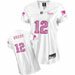 New England Patriots Tom Brady #12 Women's Replica Reebok Football Fashion Be Luv'd White Jersey (SIZE RUNS REALLY SMALL - JUNIOR SIZE) Wife, Girlfriend, or Any Women Game Day Fashion Jersey - Reebok NFL Equipment On Field Licensed Merchandise High Quality Replica Jersey