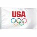 USOC Olympic Rings Horizontal Banner Flag 3 ft X 5 ft - Olympic Team Logo Vibrant Colors Hang this Banner Anywhere - Indoor, Outdoor, Garage, Basement Bar, or at the Olympic Games - Made in USA - 05898011