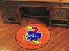 University of Kansas Jayhawks NCAA College Team Logo Basketball Shaped Welcome Floor Rug or Mat 29 in. Round w/Non-Skid Backing - Put this Baby in Any Room - Dorm Room, Home, Garage, Basement, or Fishing Cabin NCAA Mat - 3603