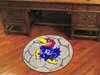 University of Kansas Jayhawks NCAA College Team Logo Soccer Shaped Welcome Floor Rug or Mat 29 in. Round w/Non-Skid Backing - Put this Baby in Any Room - Dorm Room, Home, Garage, Basement, or Fishing Cabin NCAA Mat - 3607