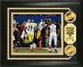 2009 Super Bowl XLIII 43 Champions Logo Pittsburgh Steelers 24Kt Gold Overlay Coin 8x10 Santonio Holmes Winning Catch MVP Player Photo Double Matted and Framed 13 in. X 16 in. Ready to Hang Collectible Limited Edition 1 of 2,500 - Arizona Cardinals vs Pittsburgh Steelers Champions Logo - NFL Football Super Bowl XLIII (43) 2/1/2009 Tampa Bay Florida Sports Collectible - PHOTO1969K