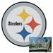 Pittsburgh Steelers Car Window Baby Shade 8 in. Diameter - Provides 50% Shade for Baby with Unobstructed Backside Window Perforated View w/Removable Adhesive Like a Window Cling - Great Baby Shower Gift